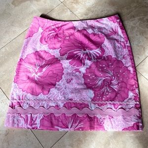 Vintage Lilly Pulitzer Hibiscus Print Mini Skirt